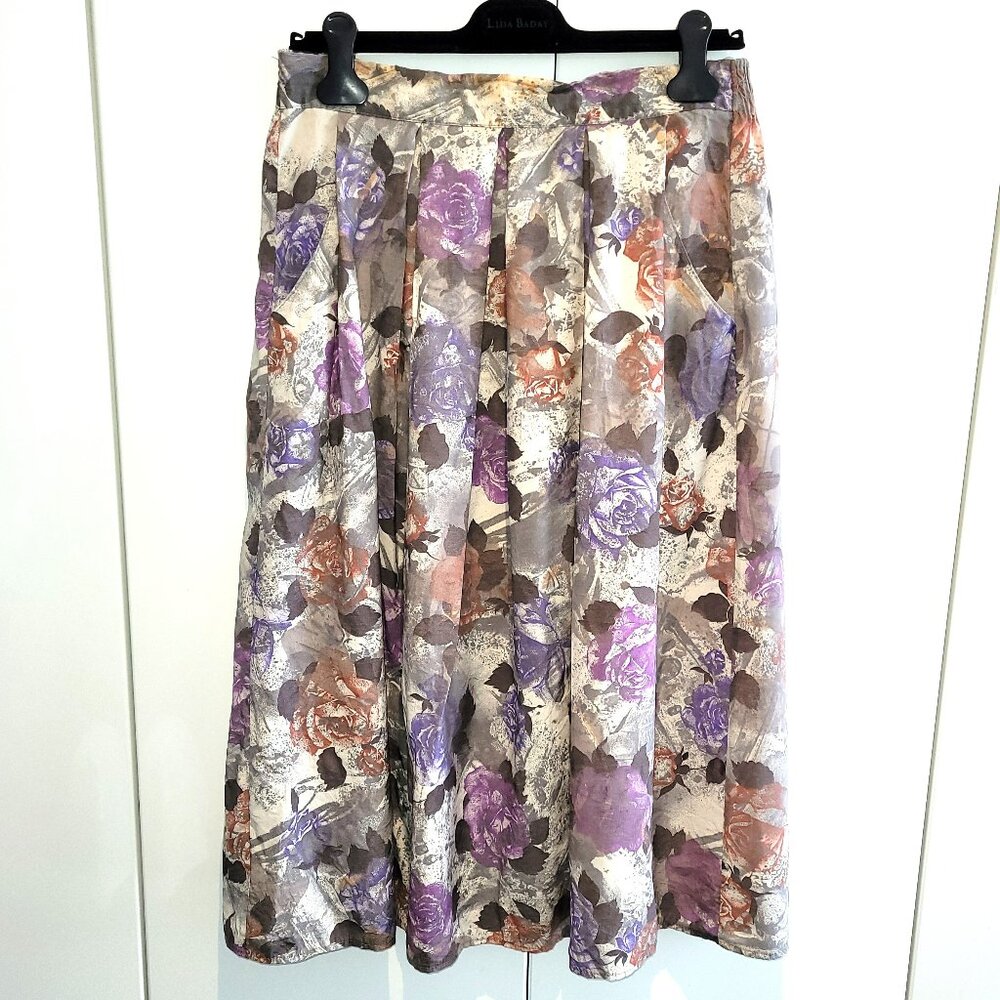 Vintage St. Michael at Marks & Spencer 90s Midi Floral Skirt Size 14 - Picture 2 of 10